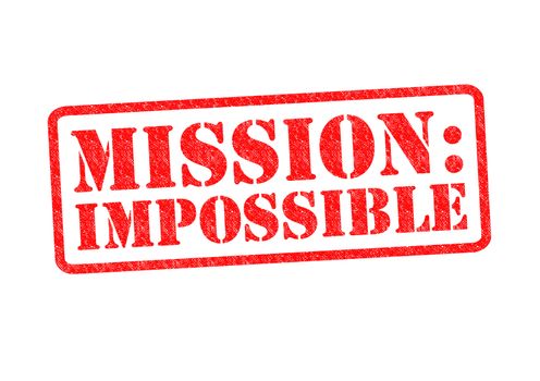 MISSION: IMPOSSIBLE Rubber Stamp over a white background.