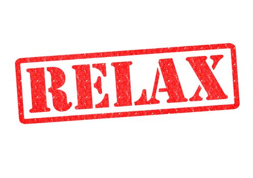 RELAX Rubber Stamp over a white background.