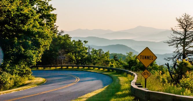 Blue Ridge Parkway Scenic Landscape Appalachian Mountains Ridges Sunrise Layers over Great Smoky Mountains