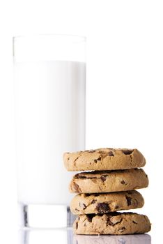 Cookies and milk, isolated on white