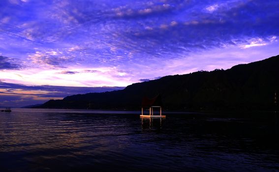 Batak style - Gazebo fisherman. Samosir Island, Lake Toba, North Sumatra, Indonesia.