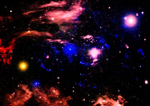 Star field in space, a nebulae and a gas congestion