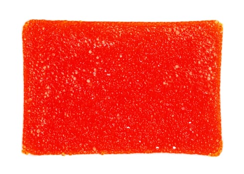 Red salted caviar closeup, on a white background