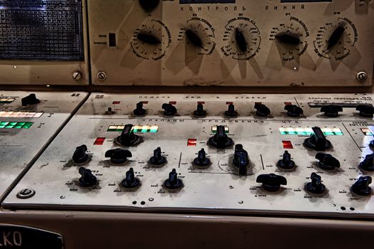 Control panel of submarine. Museum piece .