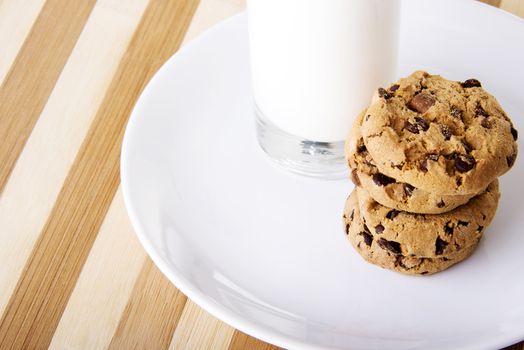 Cookies and milk on table