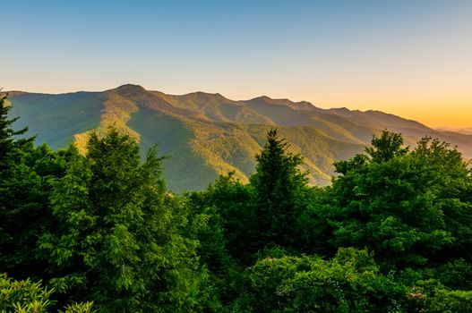 Blue Ridge Parkway Scenic Landscape Appalachian Mountains Ridges Sunrise Layers over Great Smoky Mountains