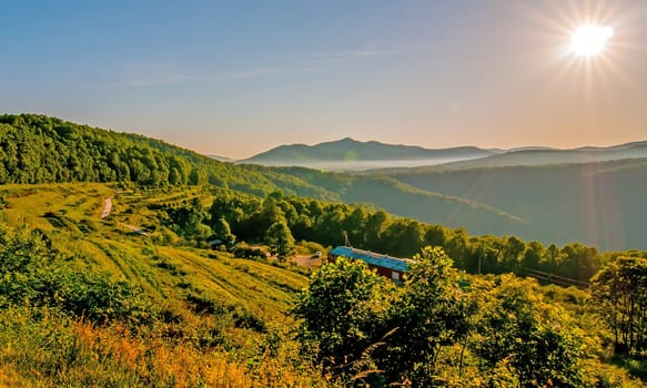 Blue Ridge Parkway Scenic Landscape Appalachian Mountains Ridges Sunrise Layers over Great Smoky Mountains