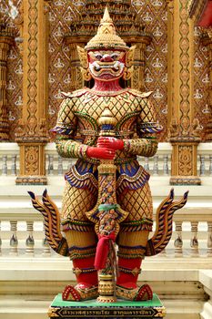 Thai giant guardian always stand left and right hand side of temple entrance