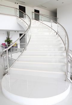 modern white stairs going up