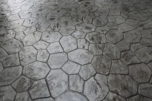 Wet stone floor in a rainy day