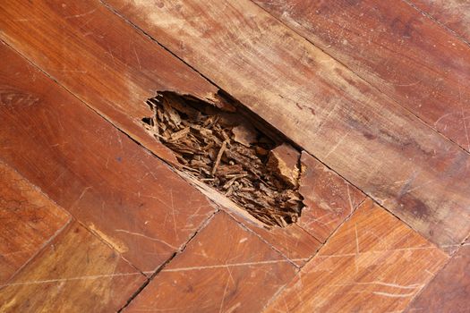 Old and broken wood parquet floor surface