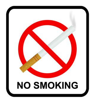 no smoking sign with cigarette on white background