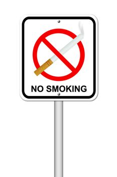 no smoking sign with cigarette on white background