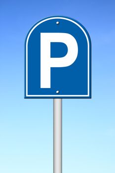 parking sign with blue sky