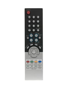 A remote control isolated against a white background