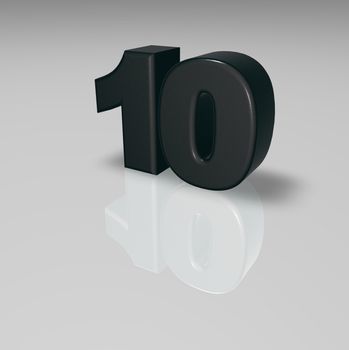 number ten on white background - 3d illustration