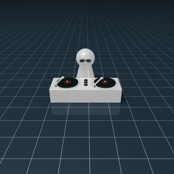 disc jockey on turntables - 3d illustration