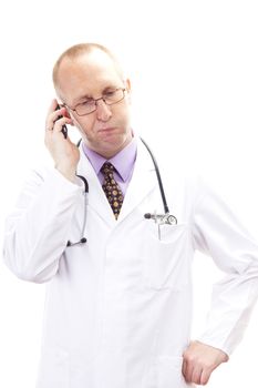 Somebody telling doctor problems by phone