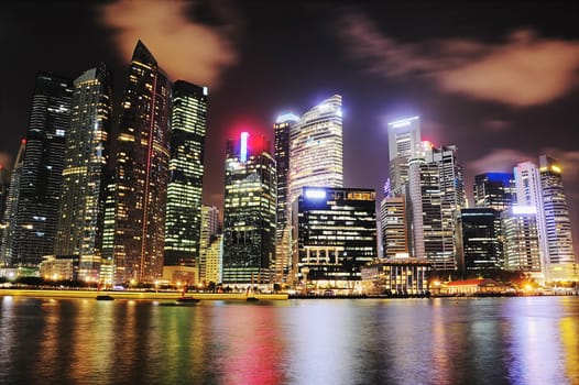 Singapore downtown reflecting in the river