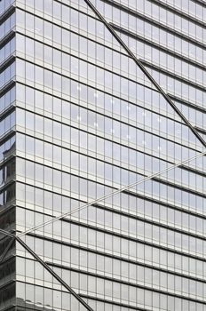 Close up of a office building made of glass