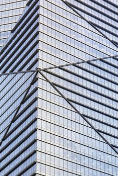 Close up vertical shot of a office building.