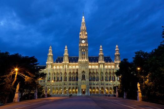 Tall gothic building of Vienna city hall, Austria