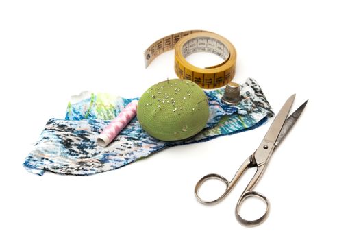 textile tools on a white background