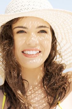 Attractive cheerful summer woman portrait.