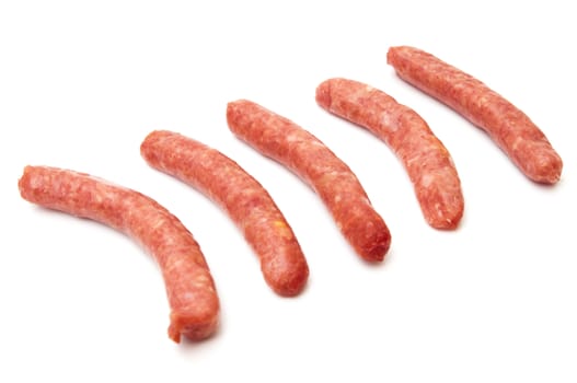 pork sausages on a white background