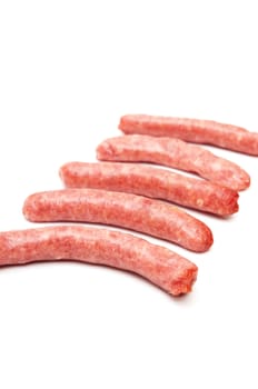 pork sausages on a white background