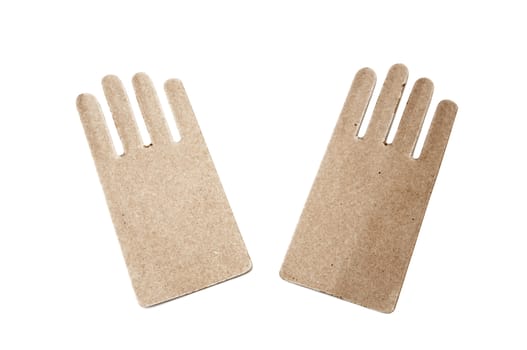 cardboard hands on a white background