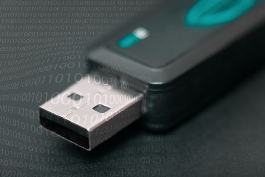 Detail of pendrive in black background