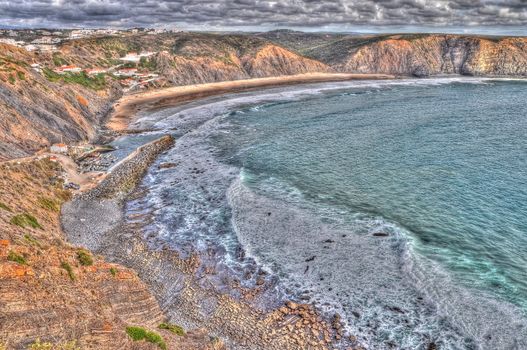 Rocky coast of Portugal in HDR