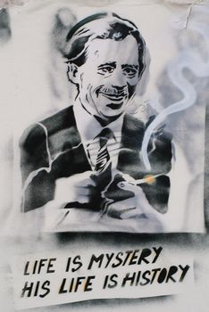 PRAGUE, CZECH REPUBLIC - MAY 01: Graffiti of Vaclav Havel, May 01, 2012 in Prague. Havel was the ninth and last president of Czechoslovakia (1989-1992) and the first president of the Czech Republic (1993-2003).
