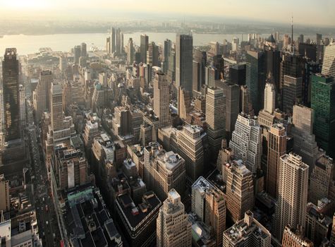 NEW YORK CITY - MAY 17: New York City Manhattan skyline aerial view with Empire State and skyscrapers  May 17, 2013 in Manhattan, New York City
