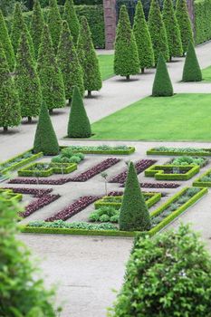 Green plants in a formal ornamental garden