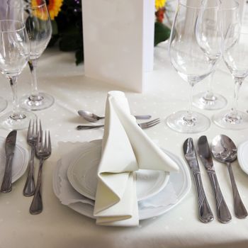 Table set for a formal dinner celebration