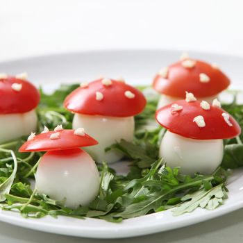 Cute appetizers made to look like mushrooms