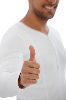 Indian American handsome man shows his thumbs up sign