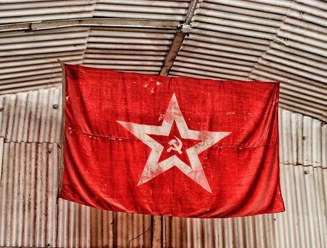 flag red star sickle and hammer .