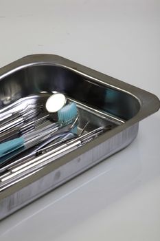 dental health care, toothbrush and mirror