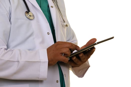 Doctor working on a digital tablet
