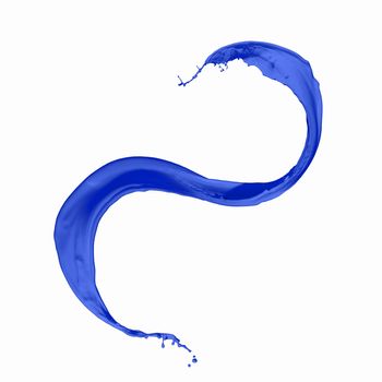 Bright blue colour paint splash on white background