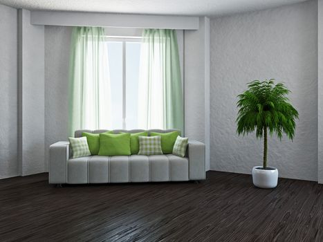 Livingroom with sofa near the window