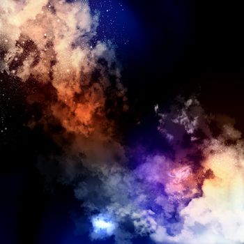 Cosmic clouds of mist on bright colorful backgrounds