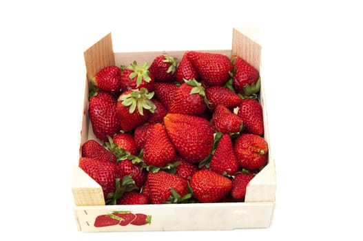 red strawberries on a white background