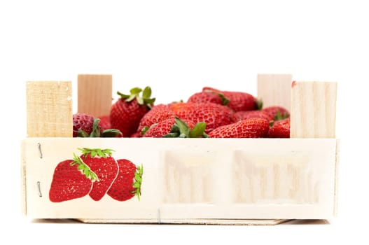 red strawberries on a white background