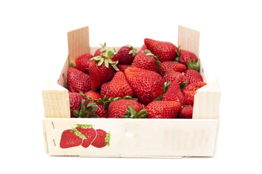 red strawberries on a white background