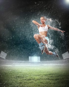 Image of young attractive sport woman exercising