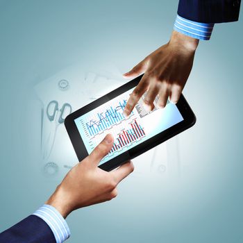 Modern computer technology in business illustration with wireless device